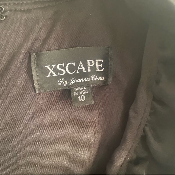 XSCAPE by Joanna Chen Black Ruffle Ruched Bodycon Dress - Picture 3 of 14